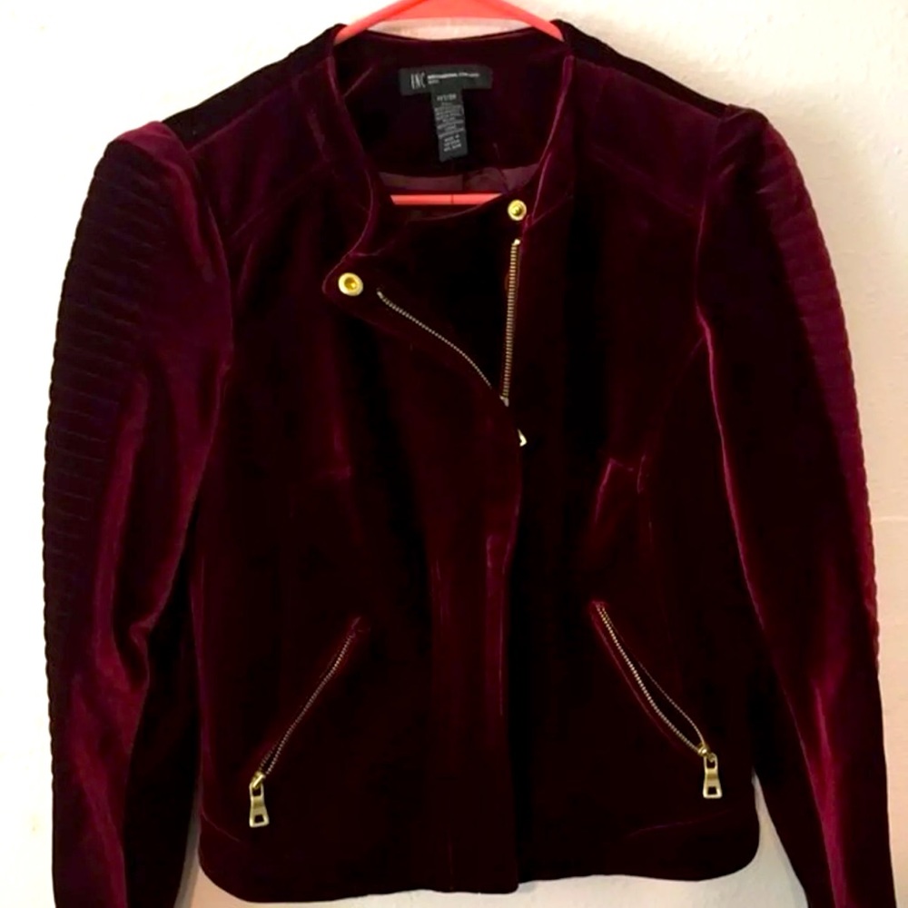 Gorgeous INC Red Velvet Moto Jacket size Small